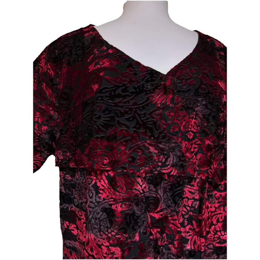 Dress Barn Floral Mesh Top Burnout Velvet Gothic Grunge Whimsigoth Y2K Sz 1X - Picture 3 of 12